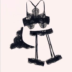 3 piece full lace lingerie set